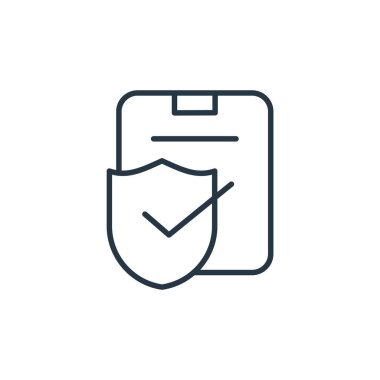 Finans konseptinden sigorta ikonu vektörü. Sigorta yenilebilir felcin ince bir çizgisi. Web ve mobil uygulamalarda kullanım için sigorta doğrusal işareti, logo, yazdırma ortamı.