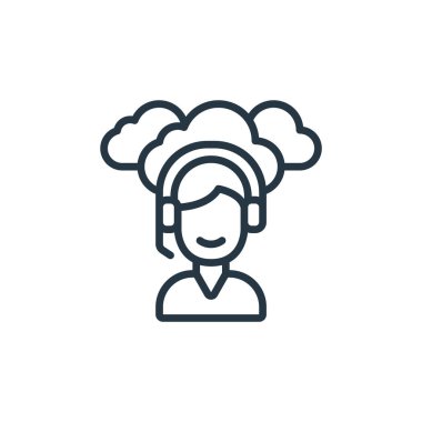 Bulut hesaplama kavramından teknik destek ikon vektörü. Düzenlenebilir teknik vuruşun ince çizgisi. Web ve mobil uygulamalar, logo ve yazdırma için doğrusal imzayı destekle 