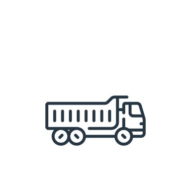Araç taşıma konseptinden kamyon ikonu vektörü. Düzenlenebilir kamyon felcinin ince bir çizgisi. Web ve mobil uygulamalarda kullanmak için kamyon doğrusal işareti, logo, yazdırma ortamı.