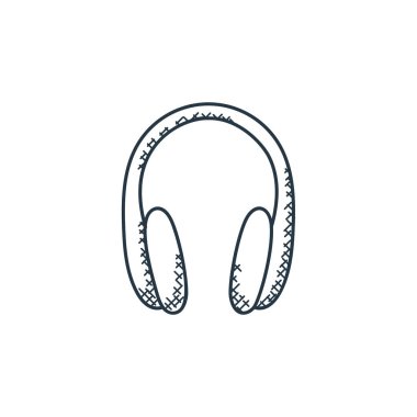 Müzik konseptindeki kulaklık ikonu vektörü. Düzenlenebilir kulaklıkların ince bir çizgisi. Web ve mobil uygulamalarda kullanmak için kulaklıklar doğrusal işaret, logo, yazdırma ortamı.
