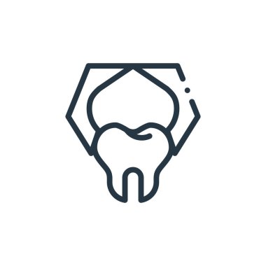 Dişçi konseptinden ikon çıkarma vektörü. İnce çizgili düzenlenebilir felç çizgisi. Web ve mobil uygulamalar, logo ve yazdırma ortamlarında kullanmak için doğrusal ayar işareti.