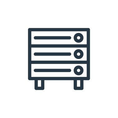 Bilgisayar donanım konseptinden depolama aygıtı ikonu vektörü. Düzenlenebilir depolama cihazının ince çizgisi. Web ve mobil uygulamalarda kullanmak için depolama aygıtı doğrusal işareti, logo, yazdırma ortamı.