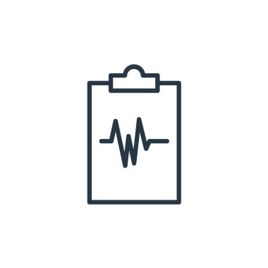 Sağlık konseptindeki tıbbi kayıtlar ikon vektörü. Düzenlenebilir kalp krizinin ince bir çizgisi. Web ve mobil uygulamalarda kullanmak için tıbbi kayıtlar doğrusal işareti, logo, yazdırma ortamı.