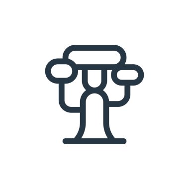 Ağaç konseptinden ikon vektörü. İnce çizgili ağaç çizgisi çizimi. Web ve mobil uygulamalarda kullanmak için ağaç doğrusal işareti, logo, yazdırma ortamı.