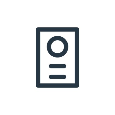 İşaret sembolü kavramından pasaport ikonu vektörü. Pasaport düzenlenebilir felcin ince bir çizgisi. Web ve mobil uygulamalarda kullanmak için pasaport doğrusal işareti, logo, yazdırma ortamı.