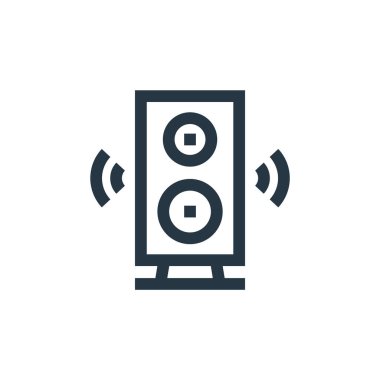 Kutlama konseptinden subwoofer ikon vektörü. Subwoofer düzenlenebilir felcin ince bir çizgisi. Web ve mobil uygulamalarda kullanmak için subwoofer doğrusal işareti, logo, yazdırma ortamı.