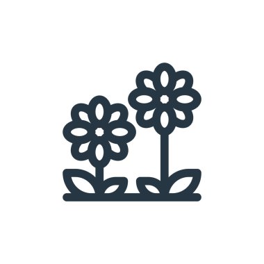 Çiçek ikonu, hayvan ve doğa kavramından bir ikon vektörü. Çiçeklerin düzenlenebilir darbelerinin ince çizgisi. Web ve mobil uygulamalarda kullanım için çiçek doğrusal işareti, logo, yazdırma ortamı.