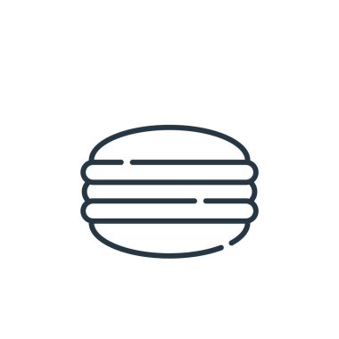 Tatlı ve şeker konseptinden simge vektörü. Kurgulanabilir badem kurabiyelerinin ince bir çizgisi. Web ve mobil uygulamalar, logo ve yazdırma ortamlarında kullanmak için macaroons doğrusal işareti.