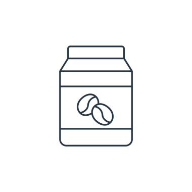 Kahve dükkanı konseptindeki kahve poşeti ikonu vektörü. Düzenlenebilir kahve poşeti felcinin ince bir çizgisi. Web ve mobil uygulamalar, logo ve yazdırma ortamlarında kullanılmak üzere kahve poşeti doğrusal işareti.