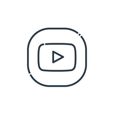 Sosyal medya logoları konseptinden youtube simgesi vektörü. Youtube 'un düzeltilebilir felcinin ince bir çizgisi. İnternet ve mobil uygulamalarda kullanmak için youtube doğrusal işareti, logo, yazdırma ortamı.