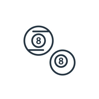 Spor konseptindeki bilardo topu ikonu vektörü. Düzenlenebilir bilardo topu vuruşunun ince çizgisi. Web ve mobil uygulamalarda kullanmak için bilardo topu doğrusal işareti, logo, yazdırma ortamı.