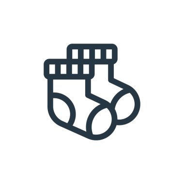 Bebek partisi konseptinden çorap ikonu vektörü. İnce çizgili düzeltilebilir çoraplar. İnternet ve mobil uygulamalarda kullanmak için çorap doğrusal işareti, logo, yazdırma ortamı.