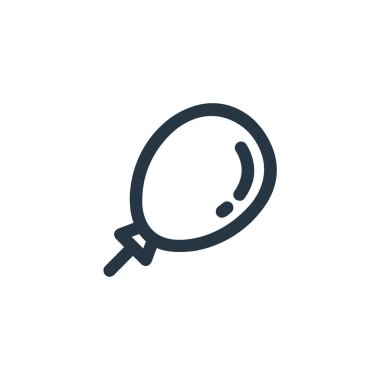 Karnaval ve eğlence konseptinden balon ikonu vektörü. Düzenlenebilir balon vuruşunun ince çizgisi. Web ve mobil uygulamalarda kullanmak için balon doğrusal işareti, logo, yazdırma ortamı.