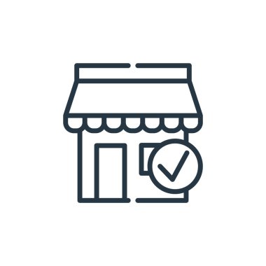 Siber pazartesi konseptinden resmi mağaza ikonu vektörü. Düzenlenebilir resmi felcin ince bir çizgisi. Web ve mobil uygulamalarda kullanmak için resmi depolama doğrusal işareti, logo, yazdırma ortamı.