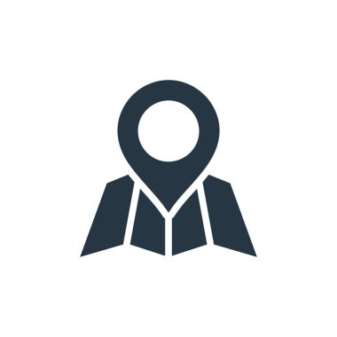 Haritalardan ve navigasyon konseptinden konum simgesi vektörü. İnce çizgili düzenlenebilir felç çizgisi. Web ve mobil uygulamalarda kullanmak için konum doğrusal işareti, logo, yazdırma ortamı.