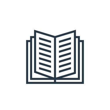 Kitap ve belge konseptinden kitap ikonu vektörünü aç. Düzenlenebilir açık kitap vuruşunun ince bir çizgisi. Web ve mobil uygulamalarda kullanmak için açık kitap doğrusal işareti, logo, yazdırma ortamı.