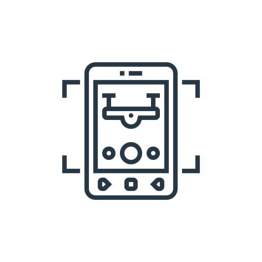 İHA elementleri kavramından akıllı telefon simgesi vektörü. Düzenlenebilir akıllı telefon vuruşunun ince bir çizgisi. Web ve mobil uygulamalarda kullanmak için akıllı telefon doğrusal işareti, logo, yazdırma ortamı.