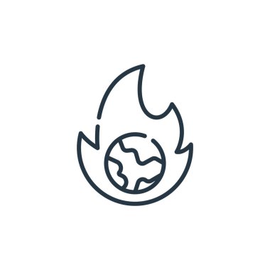 Toprak Ana konseptinden küresel ısınma ikonu vektörü. Küresel ısınma inmesinin ince bir çizgisi. Web ve mobil uygulamalarda kullanım için küresel ısınma doğrusal işareti, logo, yazdırma medyası.