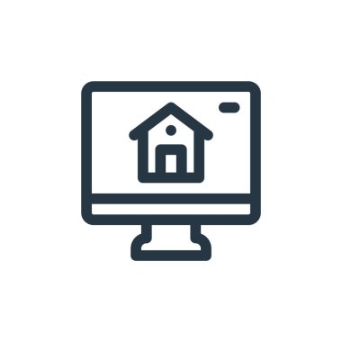 Akıllı ev konseptinden akıllı ev ikonu vektörü. İnce çizgili, evde düzenlenebilir vuruşlar. Web ve mobil uygulamalarda kullanmak için akıllı ev doğrusal işareti, logo, yazdırma ortamı.