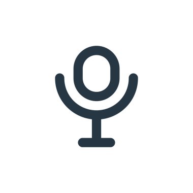 px cihazları konseptinden mikrofon simgesi vektörü. Düzenlenebilir mikrofon felcinin ince bir çizgisi. Web ve mobil uygulamalarda kullanmak için mikrofon doğrusal işareti, logo, yazdırma ortamı.