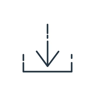 Kullanıcı arayüzü kavramından simge vektörü indir. İndirilebilir inme darbesinin ince çizgisi. Web ve mobil uygulamalar, logo ve yazdırma ortamlarında kullanım için doğrusal işaret indir.
