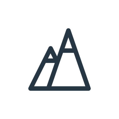 İşaret sembolü kavramından dağ ikonu vektörü. Düzenlenebilir dağ vuruşunun ince çizgisi. Web ve mobil uygulamalarda kullanmak için dağ doğrusal işareti, logo, yazdırma ortamı.