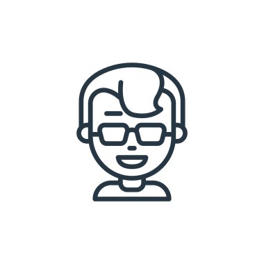 Çocuk avatarları konseptinden erkek ikon vektörü. Düzenlenebilir erkek felcinin ince bir çizgisi. Web ve mobil uygulamalarda kullanmak için çocuk doğrusal işareti, logo, yazdırma ortamı.