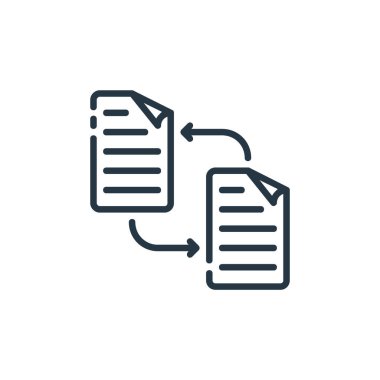 Belge konseptinden simge vektörünü eşzamanla. Düzenlenebilir vuruşların ince çizgisi. Web ve mobil uygulamalar, logo ve yazdırma ortamlarında kullanmak için doğrusal işareti eşzamanla.