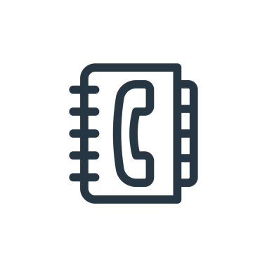 Müşteri hizmetleri konseptindeki telefon rehberi ikonu vektörü. Düzenlenebilir telefon rehberi vuruşunun ince çizgisi. Web ve mobil uygulamalarda kullanmak için telefon rehberi doğrusal işareti, logo, yazdırma ortamı.