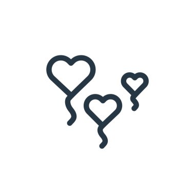 Sevgililer Günü konseptinden balon ikonu vektörü. Düzenlenebilir balon vuruşunun ince çizgisi. Web ve mobil uygulamalarda kullanmak için balon doğrusal işareti, logo, yazdırma ortamı.