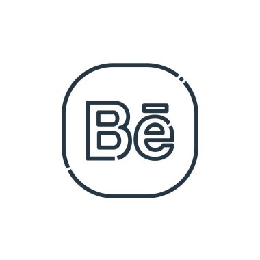 Sosyal medya logoları konseptinden simge vektörünü engelle. Düzenlenebilir darbenin ince bir çizgisi. Web ve mobil uygulamalar, logo ve yazdırma ortamlarında kullanım için doğrusal işareti kullan.