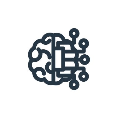 Teknoloji konseptinden yapay zeka ikonu vektörü. Yapay zeka düzenlenebilir vuruşunun ince çizgisi. Web ve mobil uygulamalarda kullanmak için yapay zeka doğrusal işareti, 