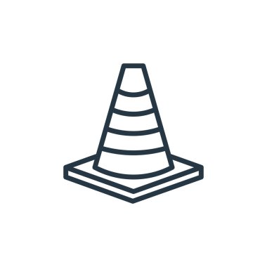 İşçi Bayramı konseptinden koni ikonu vektörü. Düzenlenebilir koni felcinin ince bir çizgisi. Web ve mobil uygulamalarda kullanmak için koni doğrusal işareti, logo, yazdırma ortamı.