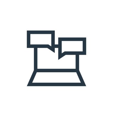 Mesaj konseptinden çevrimiçi sohbet simgesi vektörü. İnternette düzenlenebilir inmenin ince bir çizgisi. Web ve mobil uygulamalarda kullanmak için çevrimiçi sohbet lineer işareti, logo, yazdırma ortamı.