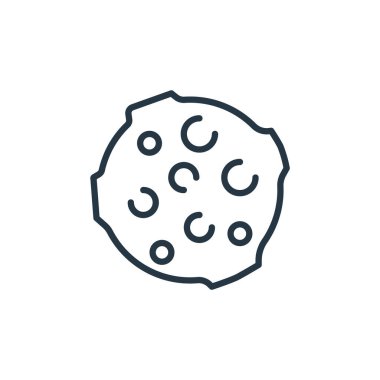 Uzay konseptinden Ay ikonu vektörü. Ay 'ın düzenlenebilir vuruşunun ince bir çizgisi. Web ve mobil uygulamalarda kullanmak için ay doğrusal işareti, logo, yazdırma ortamı.