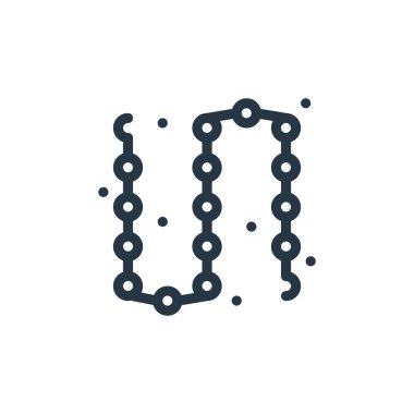 Mücevher konseptindeki zincir ikon vektörü. İnce çizgili, düzenlenebilir felç çizgisi. Web ve mobil uygulamalarda kullanmak için zincir doğrusal işareti, logo, yazdırma ortamı.