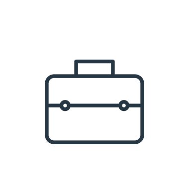 Ofis konseptinde çalışan bavul ikonu vektörü. İnce çizgili, düzenlenebilir bavul darbesi. Web ve mobil uygulamalarda kullanmak için bavul doğrusal çalışma işareti, logo, yazdırma ortamı.