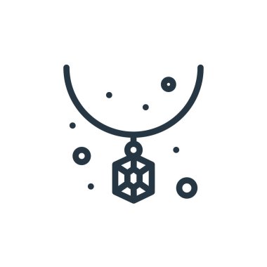 Mücevher konseptindeki kolye ikonu vektörü. Düzenlenebilir kolye vuruşunun ince bir çizgisi. kolye doğrusal işareti web ve mobil uygulamalarda, logoda, yazdırma ortamında kullanılacak.