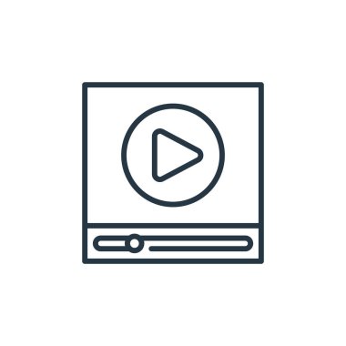 Eğitim konseptinden video oynatıcı ikon vektörü. Düzenlenebilir video oynatıcı vuruşunun ince çizgisi. Web ve mobil uygulamalarda kullanmak için video oynatıcı doğrusal işareti, logo, yazdırma ortamı.