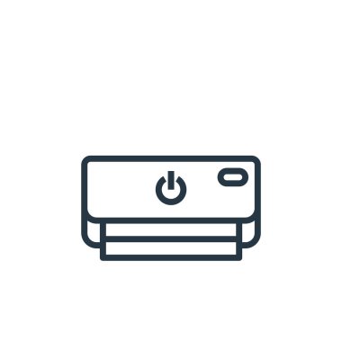 Akıllı bir kavramdan klima ikonu vektörü. Havalandırma düzenlenebilir felcin ince bir çizgisi. Web ve mobil uygulamalarda kullanmak için havalandırma doğrusal işareti, logo, yazdırma ortamı.