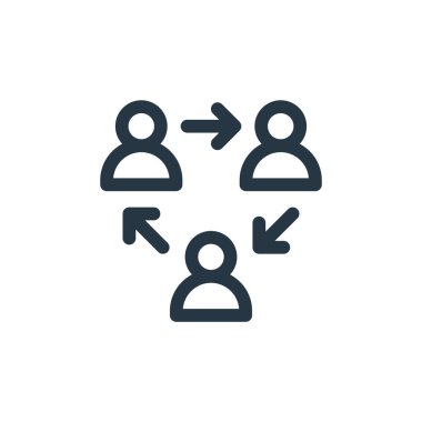 İş yönetimi konseptindeki değişebilirlik simgesi vektörü. Değişebilirliğin değiştirilebilir vuruşunun ince çizgisi. Web ve mobil uygulamalarda kullanım için karşılıklı geçiş işareti, logo,