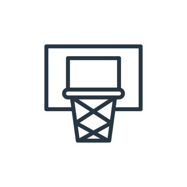 Spor konseptindeki basketbol potası ikonu vektörü. Basketbol potası düzenlenebilir vuruşunun ince çizgisi. İnternet ve mobil uygulamalar, logo ve yazdırma ortamlarında kullanım için basketbol potası çizgisel işareti.