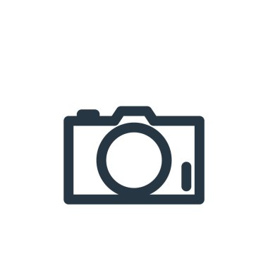 Noel konseptinden kamera ikonu vektörü. Kamera düzenlenebilir vuruşun ince çizgisi. Web ve mobil uygulamalarda kullanmak için kamera doğrusal işareti, logo, yazdırma ortamı.