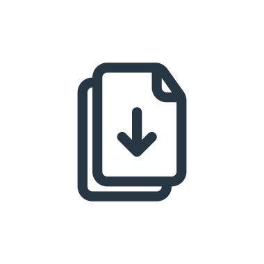 Dosya ve dizin konseptinden dosya simgesi vektörü indir. İndirilebilir dosya darbesinin ince çizgisi. Web ve mobil uygulamalarda kullanmak için dosya doğrusal imzası indir, logo, yazdırma ortamı.