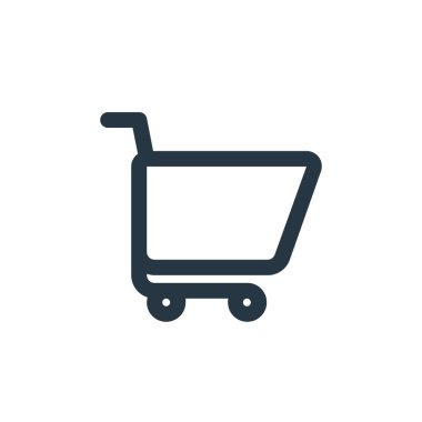 Ecommerce ui konseptinden bir ikon vektörü. Alışveriş arabasının düzenlenebilir vuruşunun ince bir çizgisi. Web ve mobil uygulamalarda kullanım için alışveriş arabası doğrusal işareti, logo, yazdırma medyası.