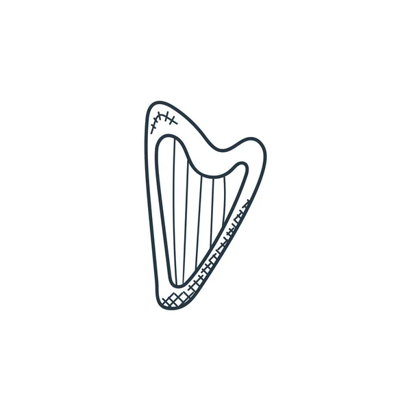 Harpe Icône Vecteur Concept Musique Illustration Ligne Fine Trait Modifiable — Image vectorielle