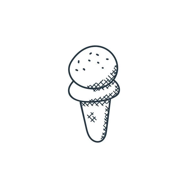 Вектор Иконки Мороженого Пищевой Ручной Работы Концепции Тонкая Линия Иллюстрации — стоковый вектор
