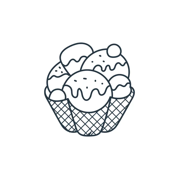 Вектор Иконок Мороженого Концепции Еды Тонкая Линия Иллюстрации Мороженого Редактируемый — стоковый вектор