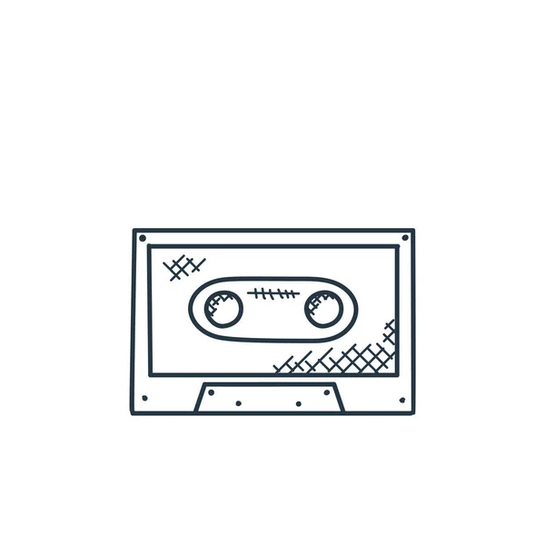 Cassette Icoon Vector Van Muziek Concept Dunne Lijn Illustratie Van — Stockvector