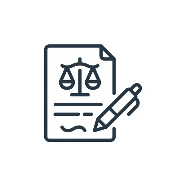 Právní Dokument Ikona Vektor Práva Spravedlnosti Koncept Tenká Čára Ilustrace — Stockový vektor